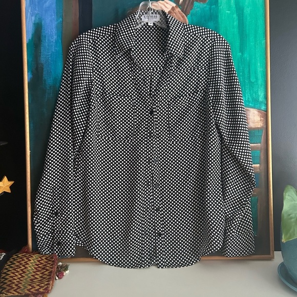 Classic Y2K Black and White Polka Dot Men's Shirt XS - Picture 1 of 16